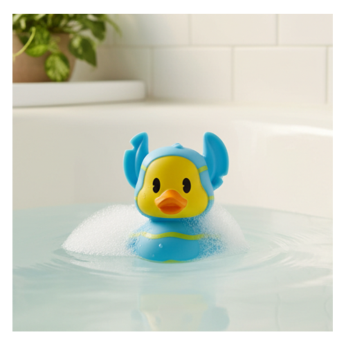 Disney Just Play Blue Easter Stitch Rubber Duck Bath Toy 3" Kids Collectible