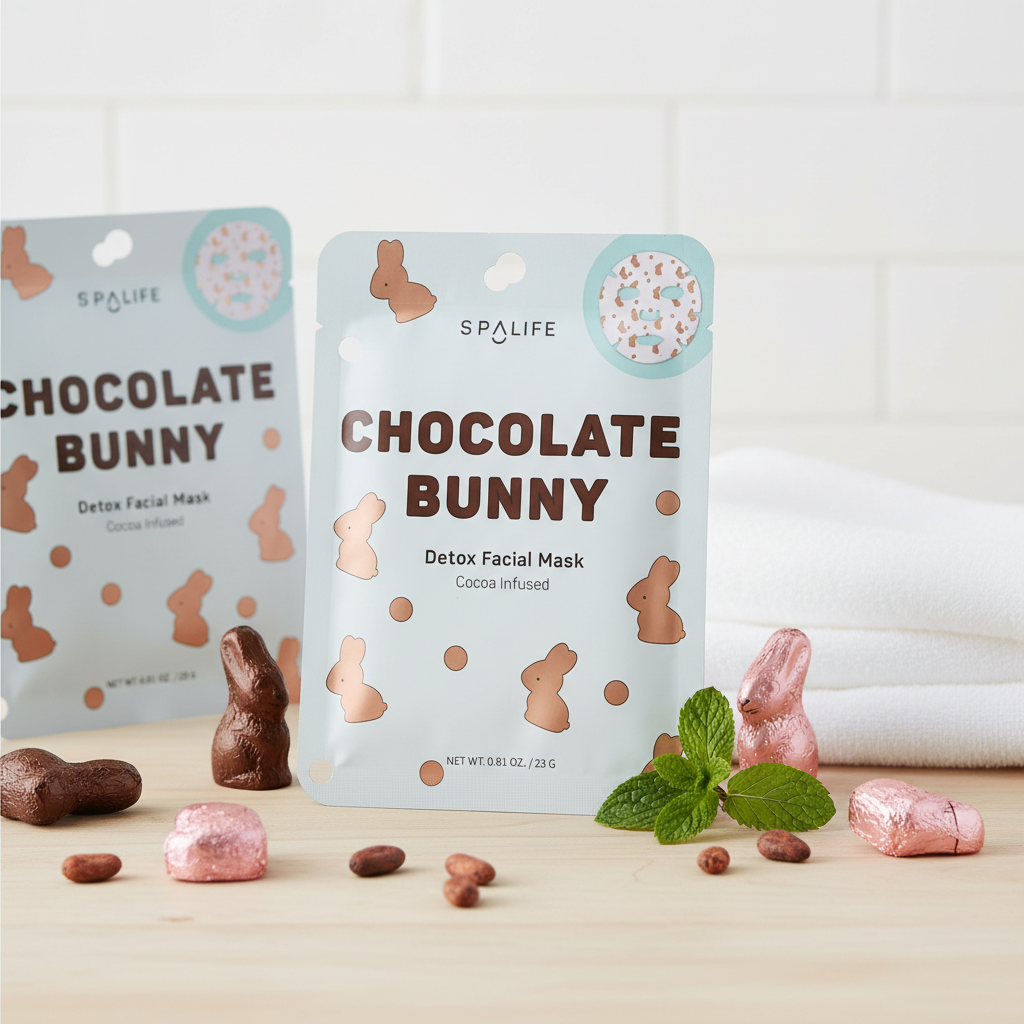 SpaLife Chocolate Bunny Detox Facial Mask Cocoa Infused Sheet Mask 23g New