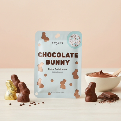 SpaLife Chocolate Bunny Detox Facial Mask Cocoa Infused Sheet Mask 23g New
