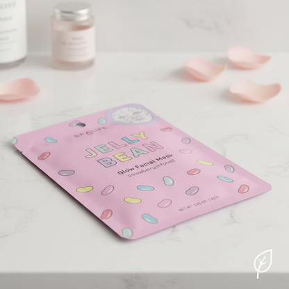 SpaLife Strawberry Jelly Bean Glow Facial Mask Hydrating Sheet Mask 0.81 Oz 23g