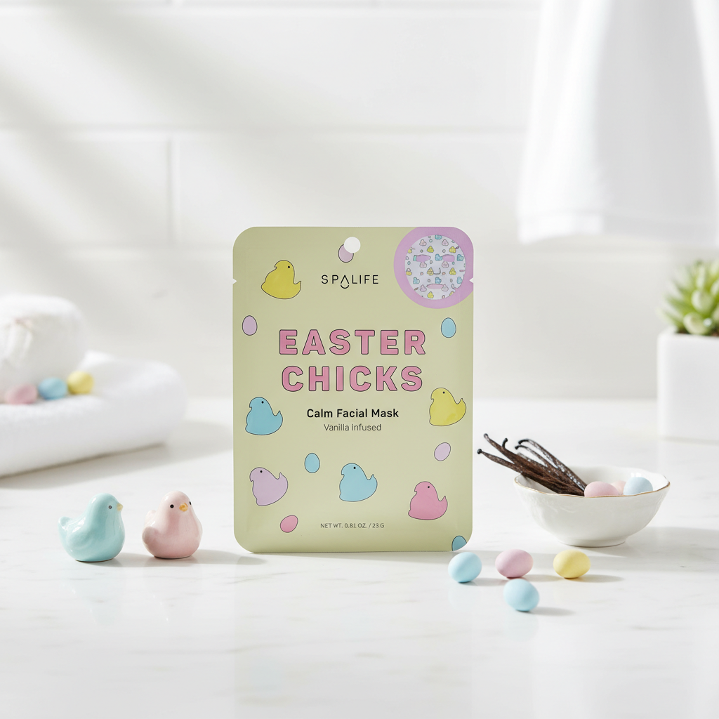 Spa Life Easter Chicks Calm Facial Mask Vanilla Infused Soothing Sheet Mask 23g