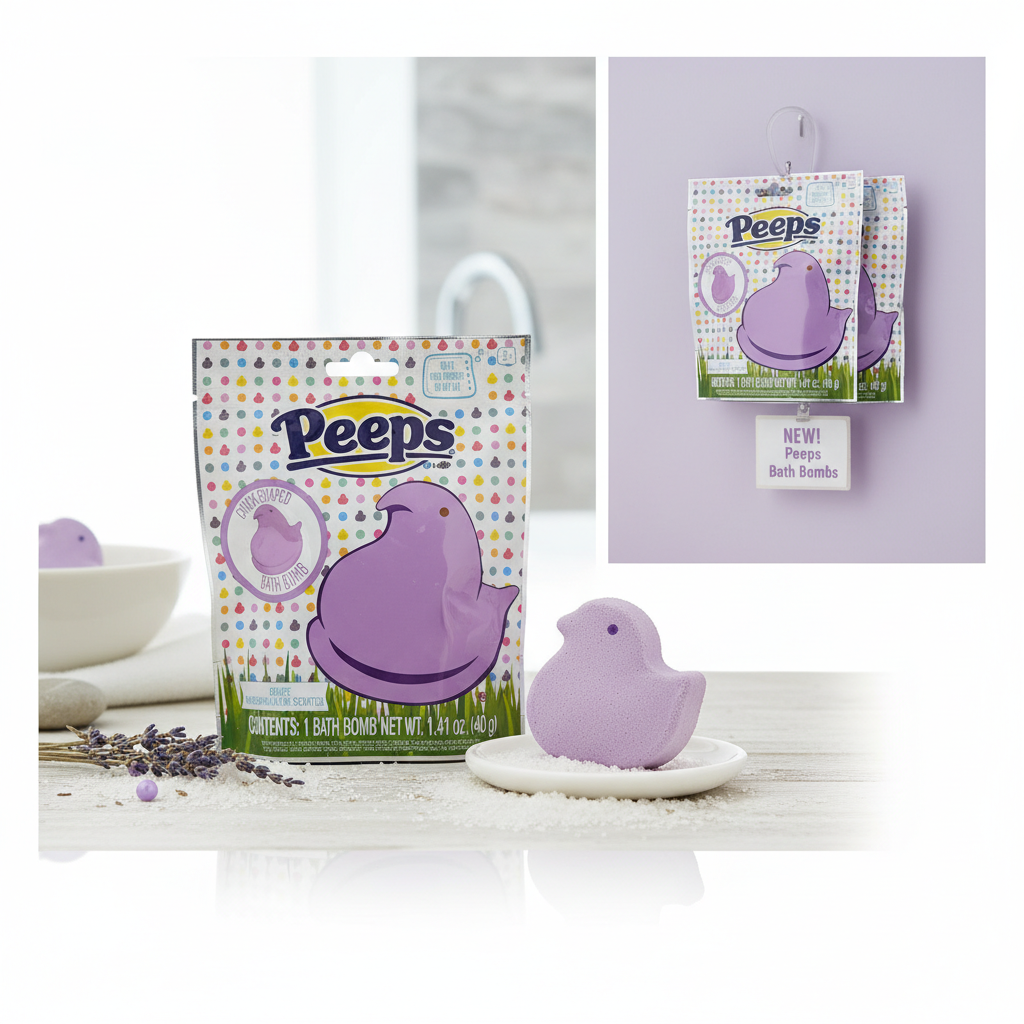 Peeps Chick Shaped Bath Bomb Purple Grape Marshmallow Scented 1.41oz Easter New