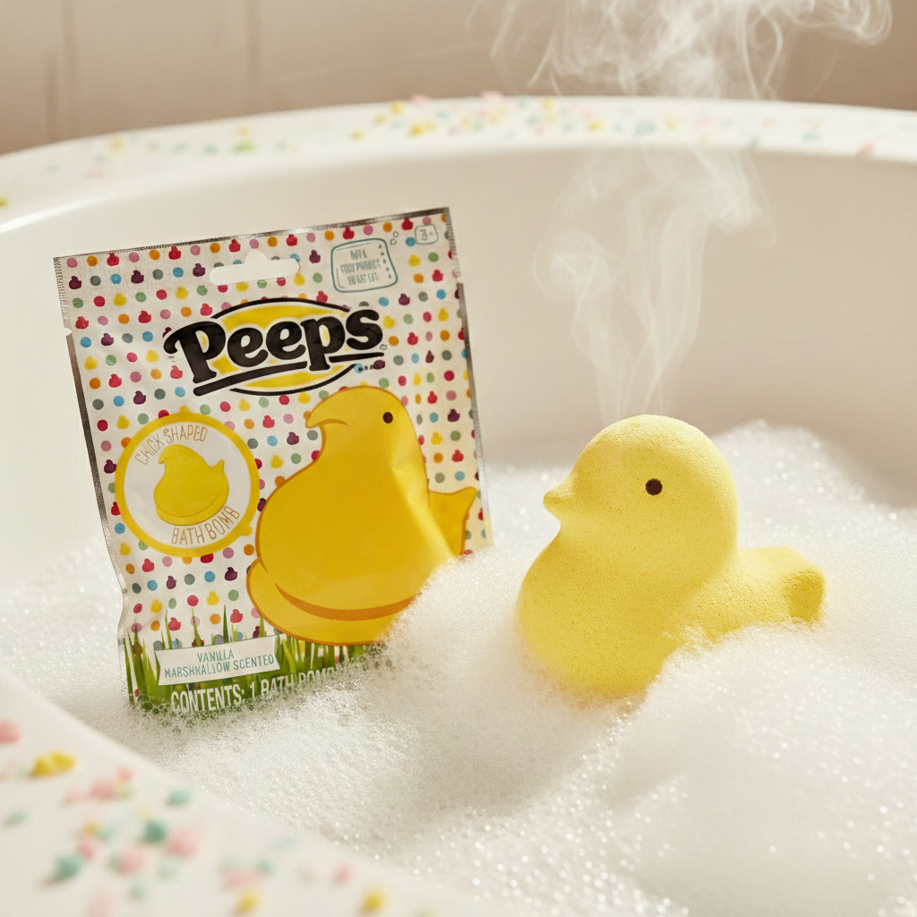 Peeps Chick Shaped Bath Bomb Vanilla Marshmallow Scented 1.41oz Easter Stuffer
