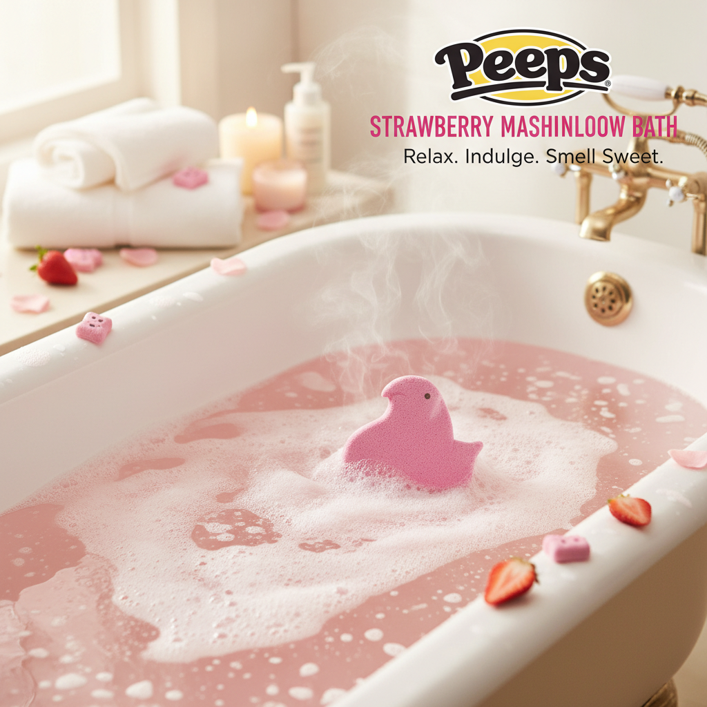 Peeps Chick Bath Bomb Strawberry Marshmallow Scented Kids Easter Basket Stuffer