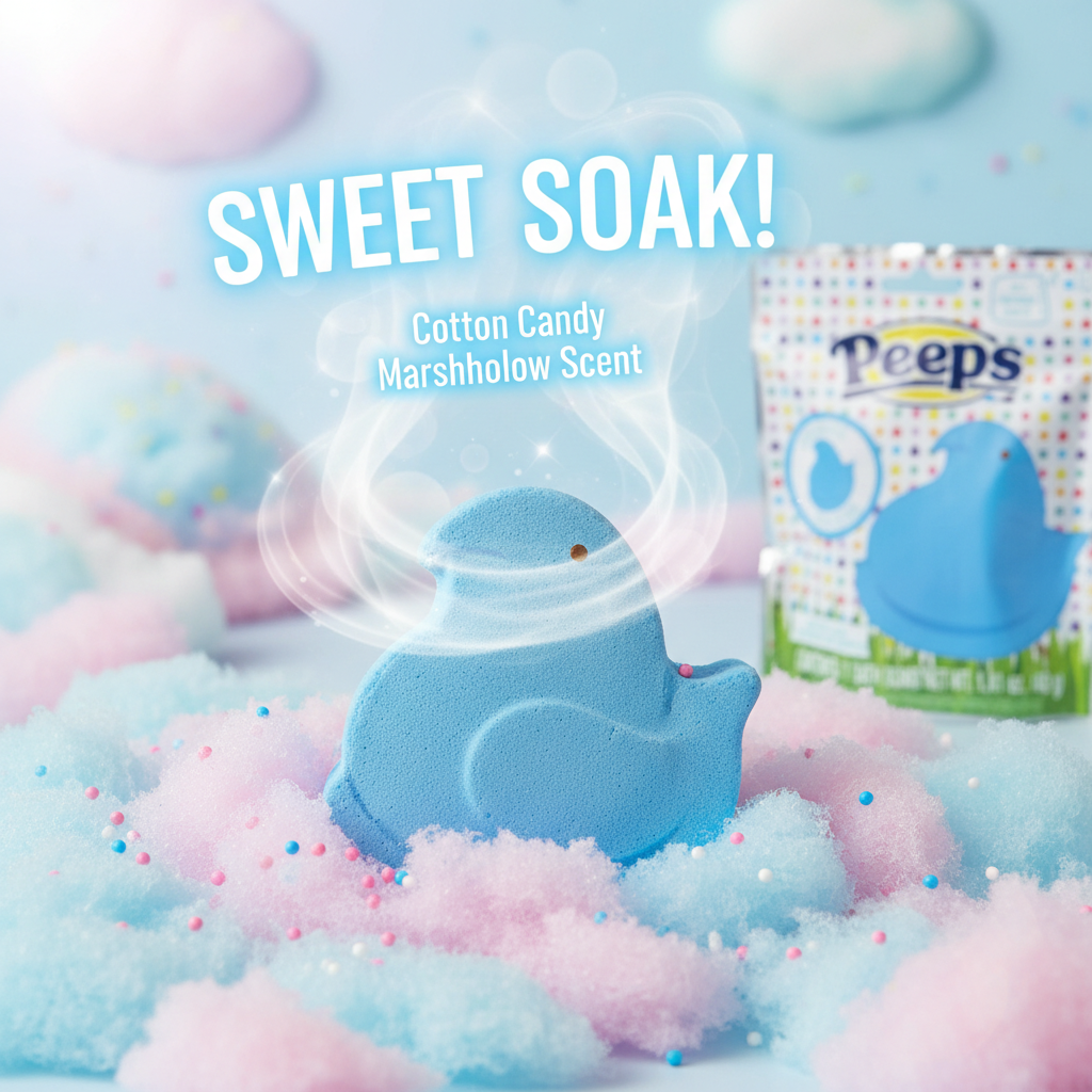 Peeps Blue Chick Bath Bomb Cotton Candy Marshmallow Scent Easter Gift 1.41 oz