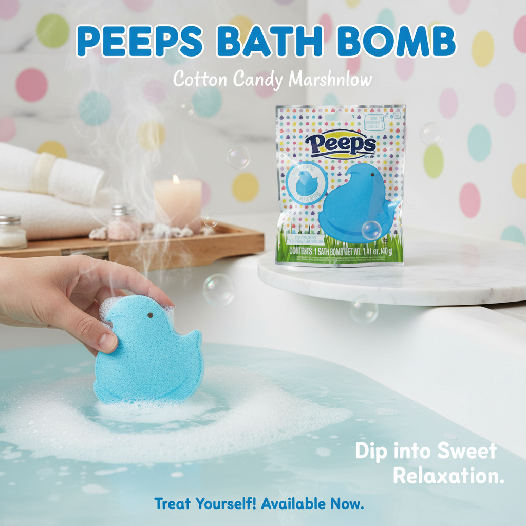 Peeps Blue Chick Bath Bomb Cotton Candy Marshmallow Scent Easter Gift 1.41 oz