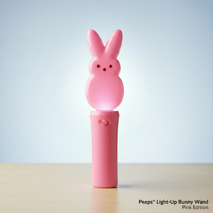 New Peeps Pink Bunny Easter Light Up Spinning Toy Wand Handheld Basket Stuffer