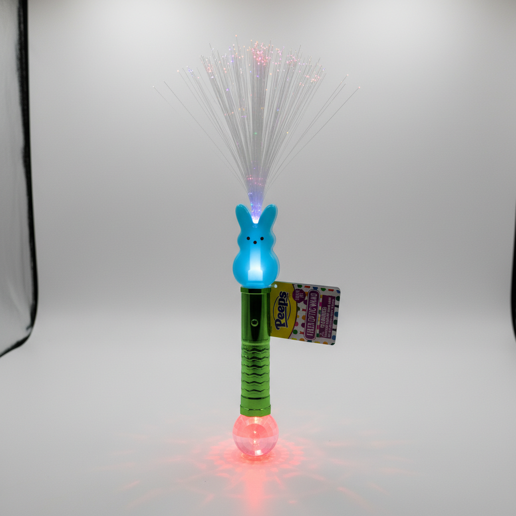 Peeps Blue Bunny Light Up Fiber Optic Wand LED Easter Toy Flashlight Disco Ball