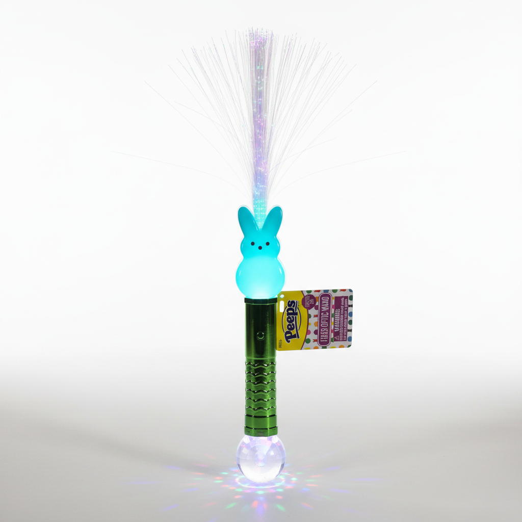 Peeps Blue Bunny Light Up Fiber Optic Wand LED Easter Toy Flashlight Disco Ball