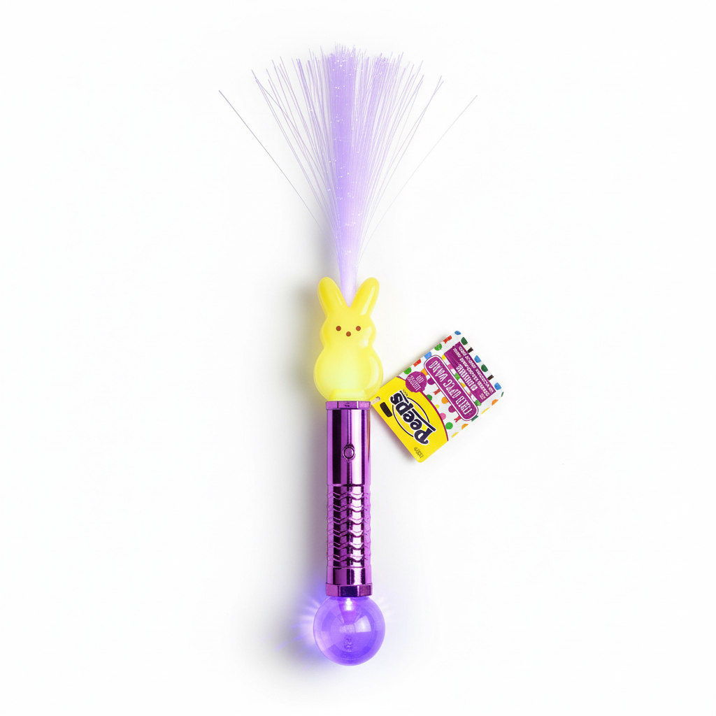 Peeps Yellow Bunny Light Up Fiber Optic Wand Stick Easter Basket Toy NWT