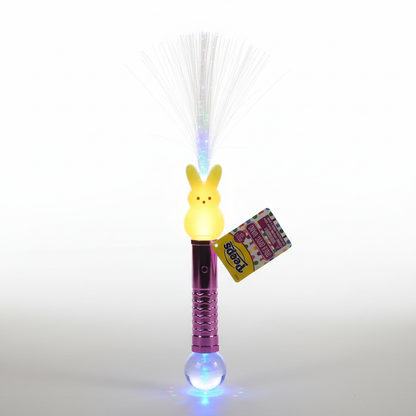 Peeps Yellow Bunny Light Up Fiber Optic Wand Stick Easter Basket Toy NWT