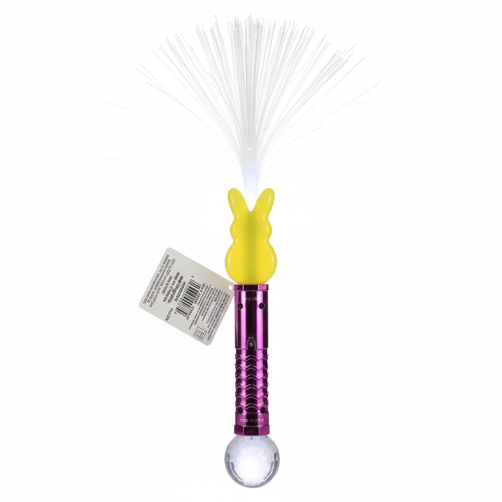Peeps Yellow Bunny Light Up Fiber Optic Wand Stick Easter Basket Toy NWT