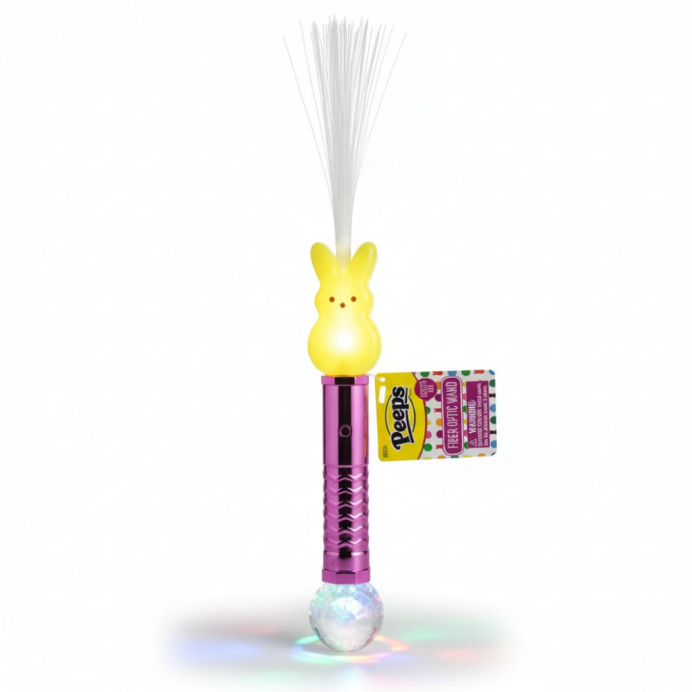 Peeps Yellow Bunny Light Up Fiber Optic Wand Stick Easter Basket Toy NWT