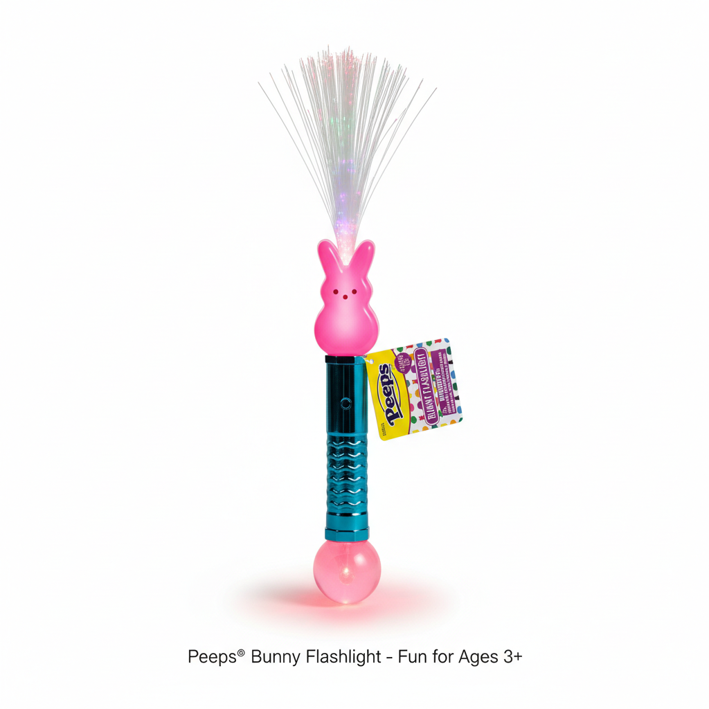Official Peeps Pink Bunny Flashlight Light Up Fiber Optic Wand Easter Gift Toy