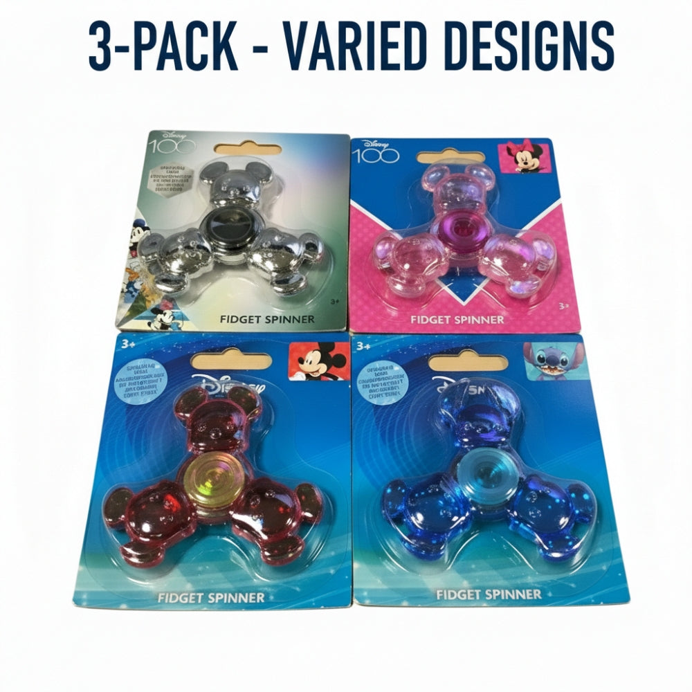 Disney Fidget Spinner 3 Pack Assorted Designs Sensory Toy New
