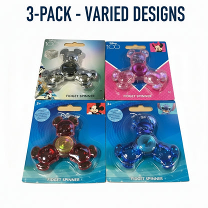 Disney Fidget Spinner 3 Pack Assorted Designs Sensory Toy New