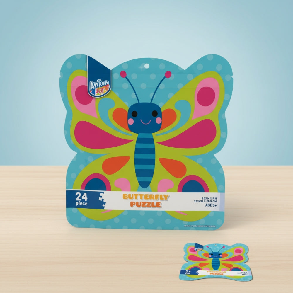 Anker Art Butterfly Shaped Jigsaw Puzzle 24 Piece Kids Toddler Preschool Age 3+