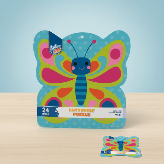 Anker Art Butterfly Shaped Jigsaw Puzzle 24 Piece Kids Toddler Preschool Age 3+