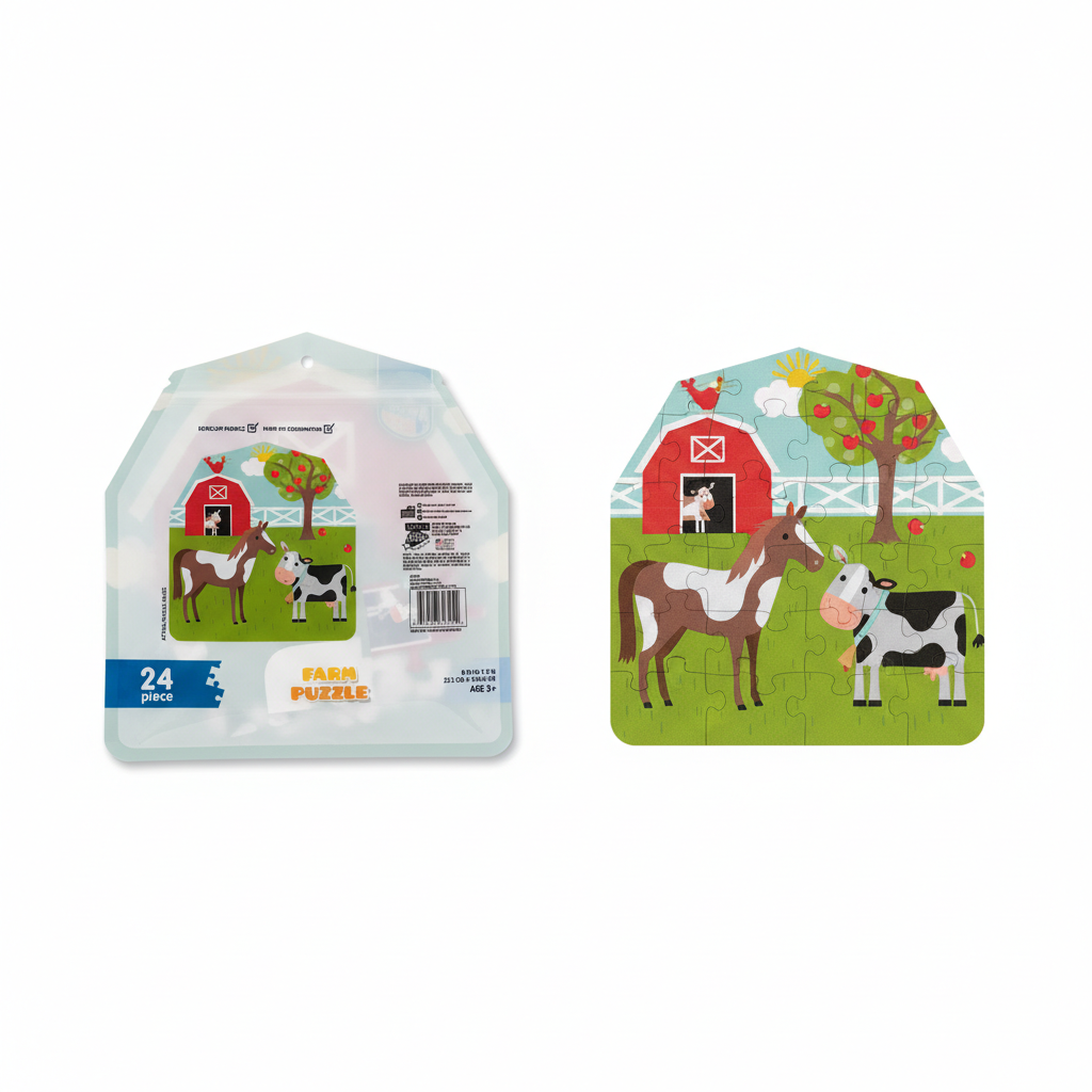 Anker Art 24 Piece Farm Jigsaw Puzzle Kids Ages 3+ Horse Cow Barn Theme New