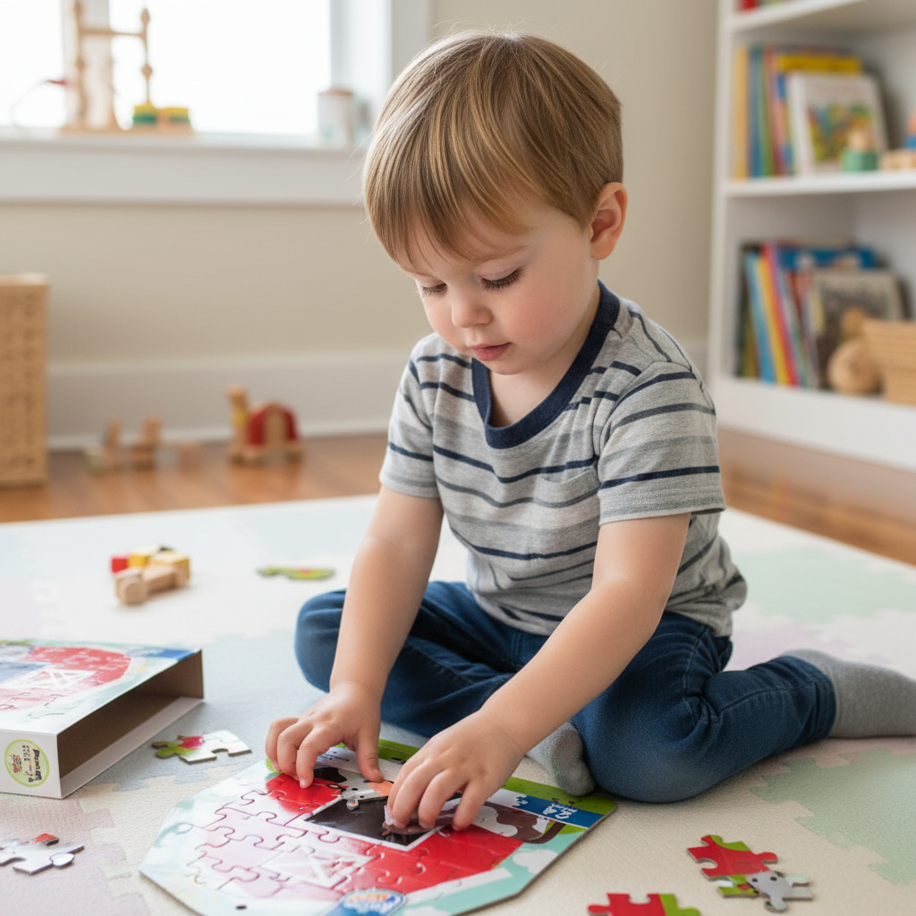 Anker Art 24 Piece Farm Jigsaw Puzzle Kids Ages 3+ Horse Cow Barn Theme New