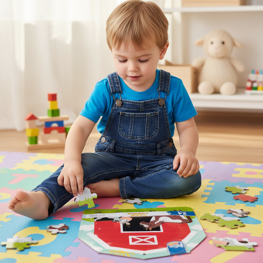 Anker Art 24 Piece Farm Jigsaw Puzzle Kids Ages 3+ Horse Cow Barn Theme New