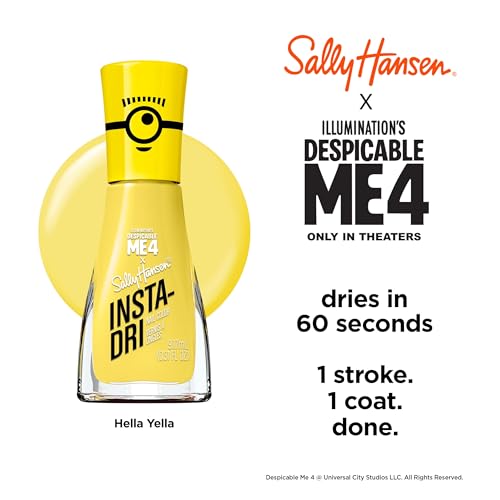 Sally Hansen Insta-Dri Despicable Me Nail Polish | Quick Dry, Long Lasting, Streak-Free Shine | Opaque, Shimmery | 770 Hella Yella + 773 Blue Over | Bright Yellow & Royal Blue Nail Duo.