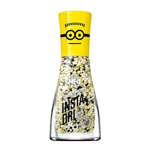 Sally Hansen Insta-Dri Despicable Me Nail Polish | Quick Dry, Long Lasting, Streak-Free Shine | Opaque, Glittery | 771 Gogglicious | Gold Yellow Nail Color