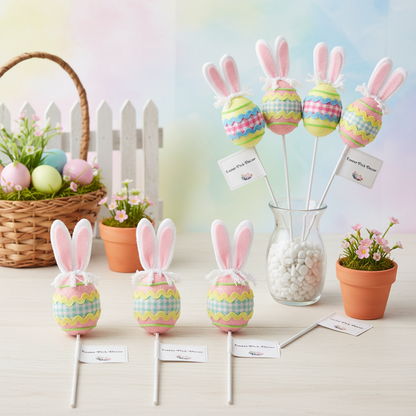 4 Pack 16 Inch Easter Bunny Egg Floral Picks Pastel Glitter Decorative Stems