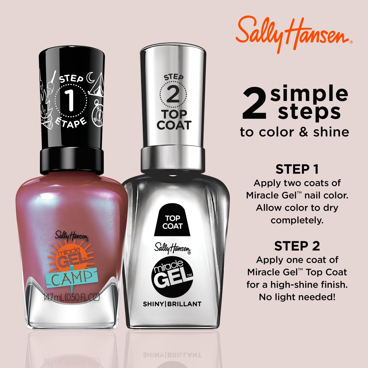 Sally Hansen Miracle Gel Salon Quality Nail Polish | Gel-Like Formula, Two-Step System, No UV Light Needed, Long Lasting | Opaque |895 Cozy Cabin | Purple with Brown Undertones