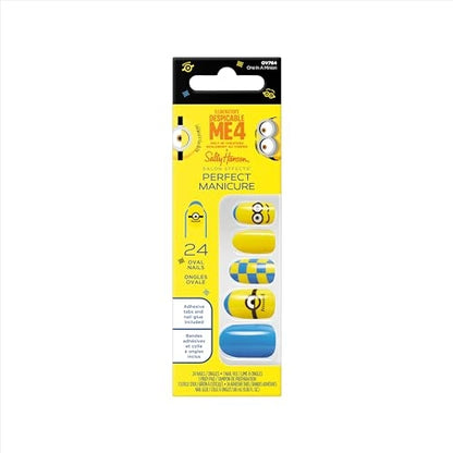 Sally Hansen Salon Effects Perfect Manicure Press-On Nails | Easy to Apply, Non-Damaging | 24 Nails, Adhesive Tabs, File & Alcohol Pad Included | Despicable Me – One in a Minion