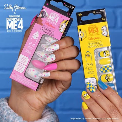 Sally Hansen Salon Effects Perfect Manicure Press-On Nails | Easy to Apply, Non-Damaging | 24 Nails, Adhesive Tabs, File & Alcohol Pad Included | Despicable Me – One in a Minion
