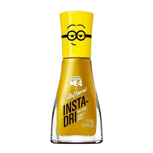 Sally Hansen Insta-Dri Despicable Me Nail Polish | Quick Dry, Long Lasting, Streak-Free Shine | Opaque, Shimmery | 775 Going Mega | Metallic Gold Yellow Nail Color