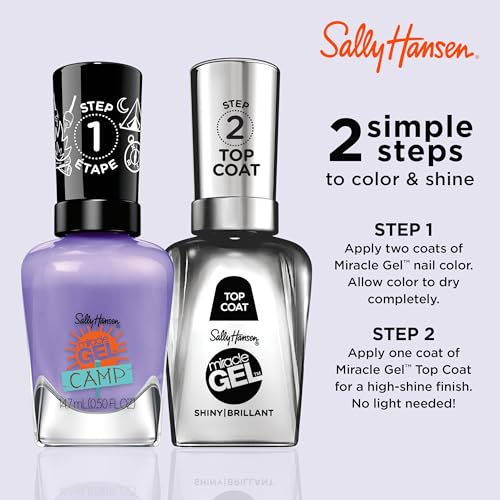 Sally Hansen Miracle Gel Salon Quality Nail Polish | Gel-Like Formula, Two-Step System, No UV Light Needed, Long Lasting | Opaque, Glossy | 894 Summer Nights | Violet Nail Color