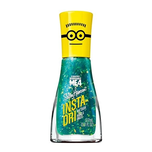 Sally Hansen Insta-Dri Despicable Me Nail Polish | Quick Dry, Long Lasting, Streak-Free Shine | Sheer, Glittery | 774 Maxime Metallic | Metallic Teal Blue Nail Color.