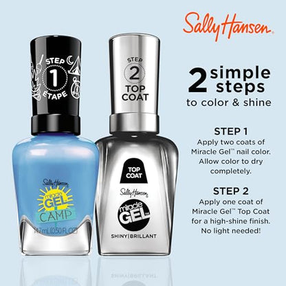 Sally Hansen Miracle Gel Salon Quality Nail Polish | Gel-Like Formula, Two-Step System, No UV Light Needed, Long Lasting | Opaque, Glossy | 896 Dockside Dreaming | Sky Blue Nail Polish