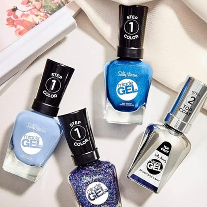 Sally Hansen Miracle Gel Salon Quality Nail Polish | Gel-Like Formula, Two-Step System, No UV Light Needed, Long Lasting | Opaque, Glossy | 896 Dockside Dreaming | Sky Blue Nail Polish