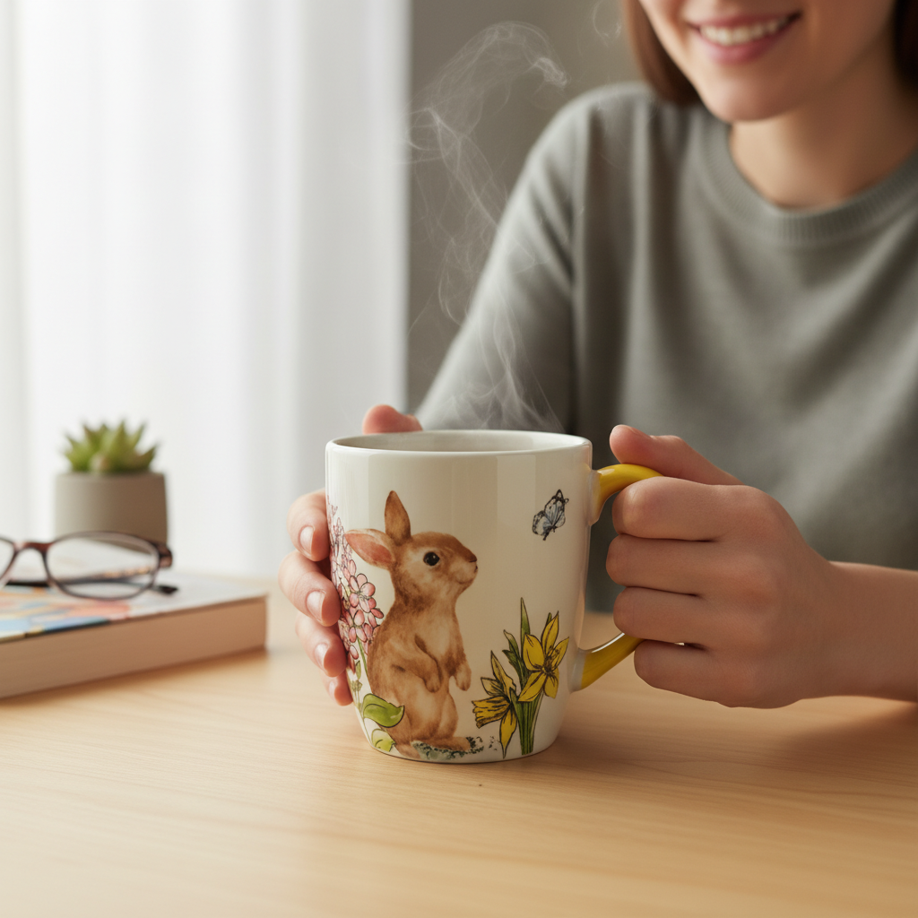 Creative Home & Kitchen Ceramic Bunny Mug 20oz Large Easter Rabbit Coffee Cup