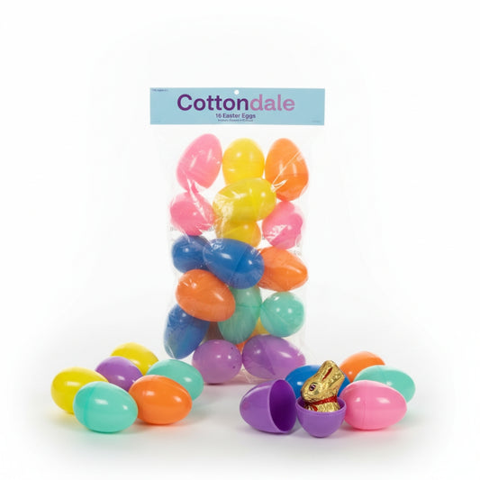 16 Cottondale Plastic Easter Eggs 2.16 Inch Fillable Assorted Colors Hunt Favors
