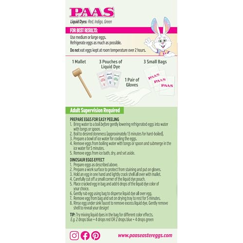 PAAS Dinosaur Eggs Easter Egg Decorating Kit – Fun & Creative Dinosaur Crack, Dye, and Peel Designs for Easter Eggs with Liquid Dyes and Tools - 2 Pack