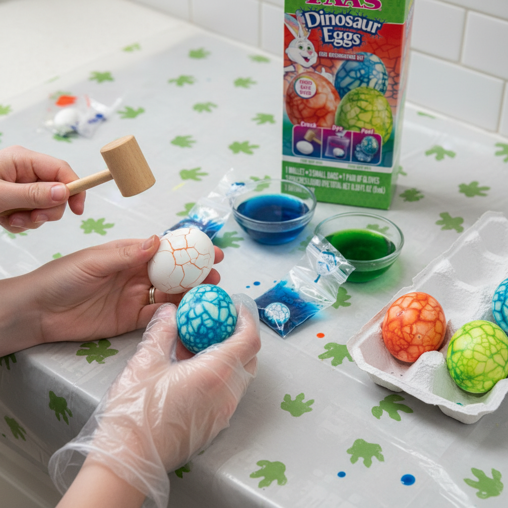 PAAS Dinosaur Eggs Easter Egg Decorating Kit – Fun & Creative Dinosaur Crack, Dye, and Peel Designs for Easter Eggs with Liquid Dyes and Tools - 2 Pack