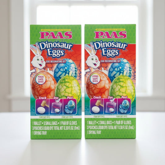 PAAS Dinosaur Eggs Easter Egg Decorating Kit – Fun & Creative Dinosaur Crack, Dye, and Peel Designs for Easter Eggs with Liquid Dyes and Tools - 2 Pack