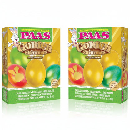 2 Pack PAAS Golden Shimmer Easter Egg Decorating Kit with Gold Paint & Stickers