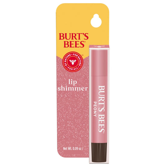 Burt's Bees Lip Shimmer Peony; Warm, Luminescent Color; High Impact, Instant Moisture; with Shea and Cocoa Butters; 100% Natural Origin (Packaging May Vary)