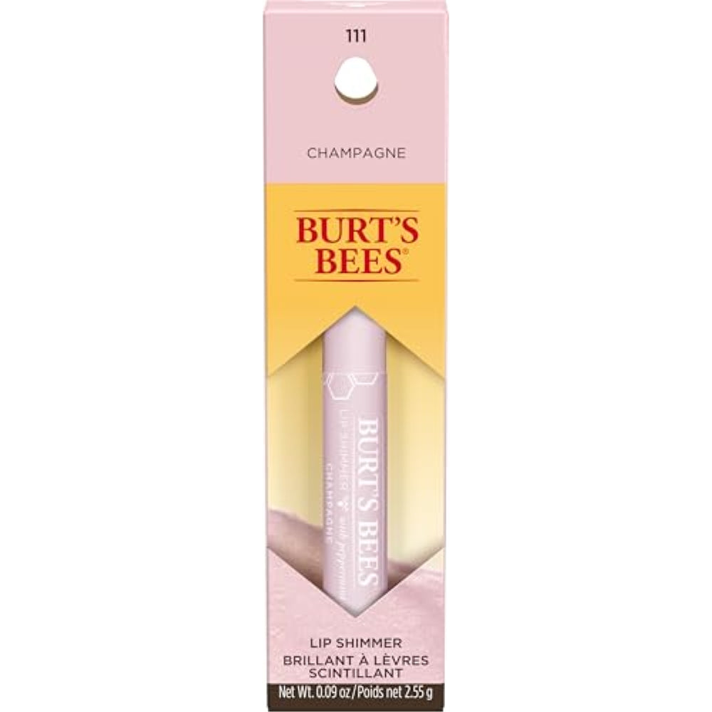 Burt's Bees Lip Balm Stocking Stuffers, Moisturizing Lip Shimmer Holiday Gift for Women, with Vitamin E & Coconut Oil, 100% Natural, Champagne, 0.09 Ounce