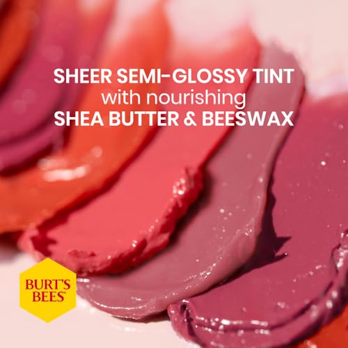 Burt's Bees Lip Tint Balm Valentines Day Gifts with Long Lasting 2 in 1 Duo Tinted Balm Formula, Color Infused with Hydrating Shea Butter for a Natural Looking Buildable Finish, Petal Rose (2-Pack)