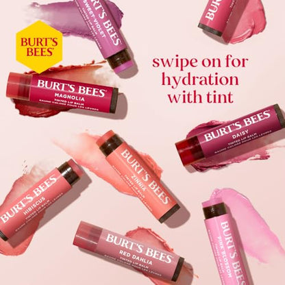 Burt's Bees Lip Tint Balm Valentines Day Gifts with Long Lasting 2 in 1 Duo Tinted Balm Formula, Color Infused with Hydrating Shea Butter for a Natural Looking Buildable Finish, Petal Rose (2-Pack)