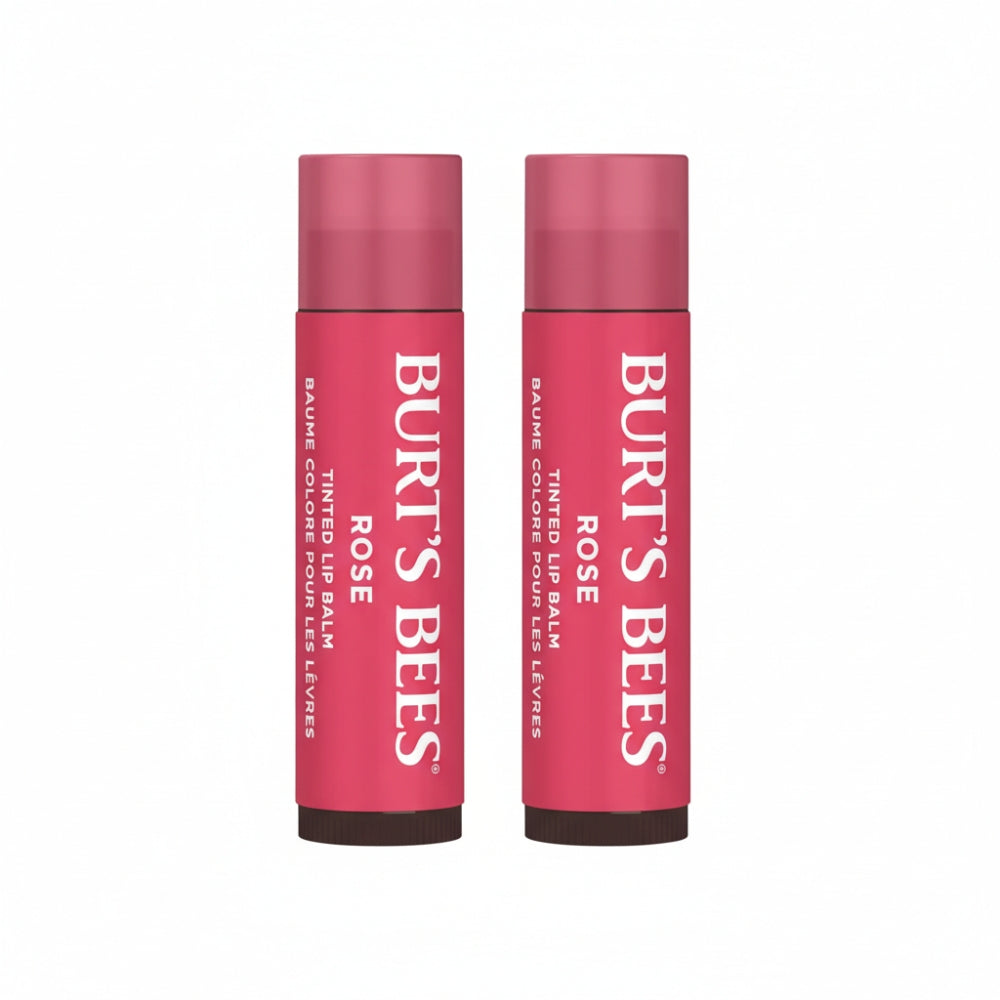 Burt's Bees Lip Tint Balm Valentines Day Gifts with Long Lasting 2 in 1 Duo Tinted Balm Formula, Color Infused with Hydrating Shea Butter for a Natural Looking Buildable Finish, Petal Rose (2-Pack)