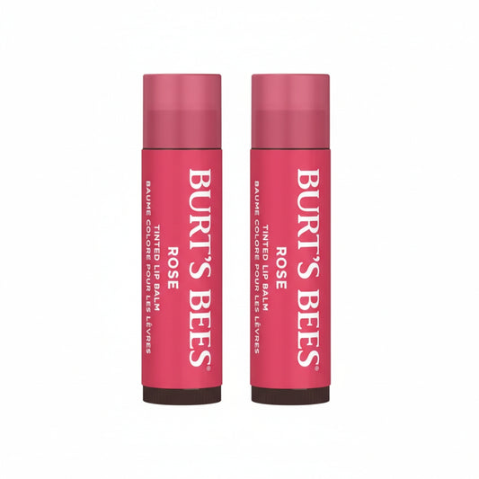 Burt's Bees Lip Tint Balm Valentines Day Gifts with Long Lasting 2 in 1 Duo Tinted Balm Formula, Color Infused with Hydrating Shea Butter for a Natural Looking Buildable Finish, Petal Rose (2-Pack)