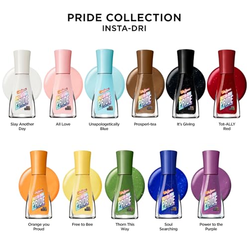 Sally Hansen Insta-Dri Pride Nail Polish | Quick Dry, Long Lasting, Streak-Free Shine | Opaque, Glossy | 881 Free to Bee | Bold Golden Yellow Nail Color