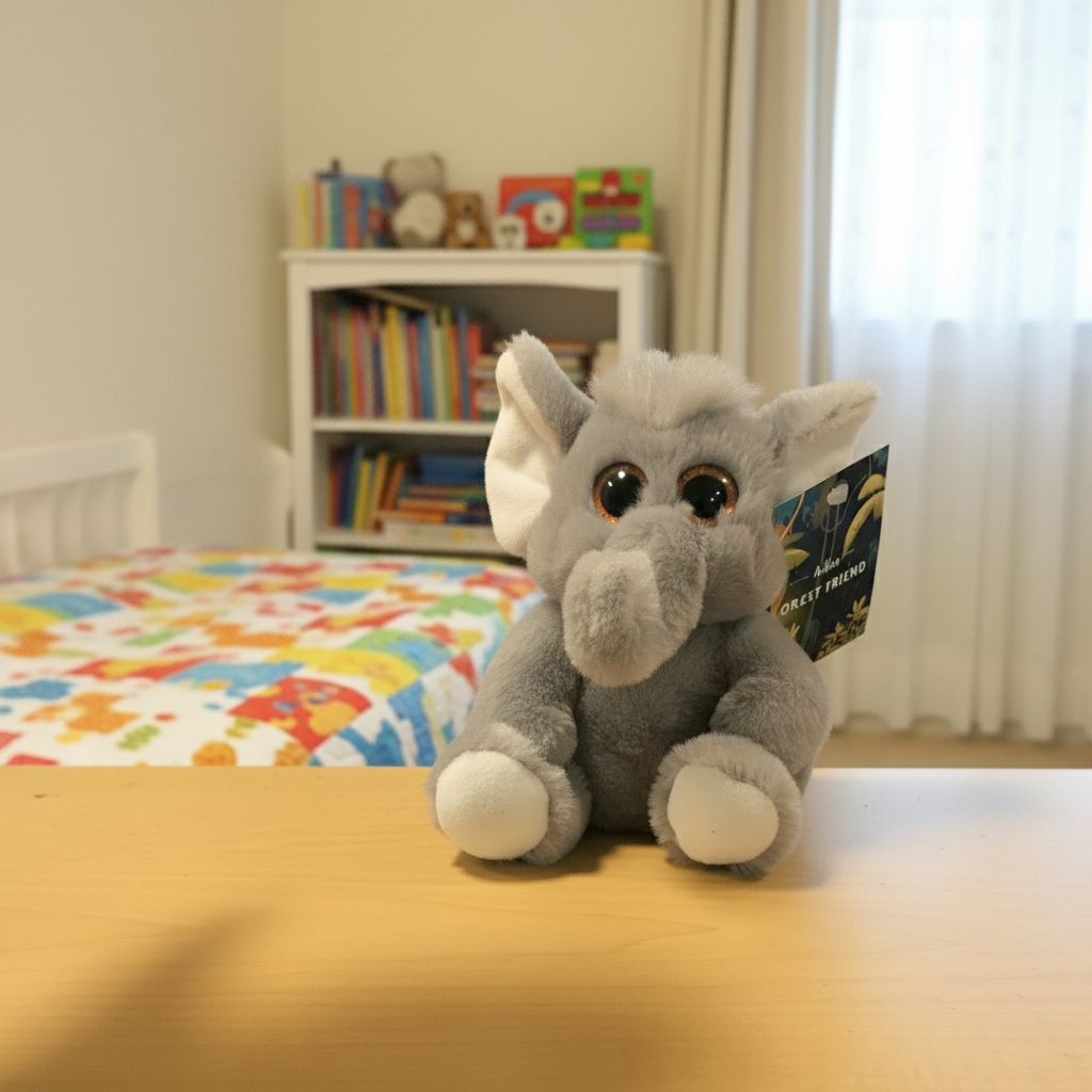 Forest Friend 6.3" Grey Elephant Plush Stuffed Animal Toy Glitter Eyes PLU-1506